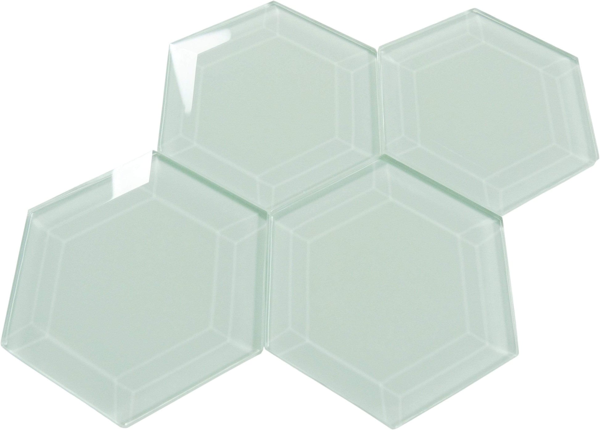 Liberated Lime 4" Beveled Hexagon Glossy Glass Tile Euro Glass