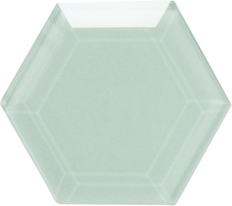 Liberated Lime 4" Beveled Hexagon Glossy Glass Tile Euro Glass