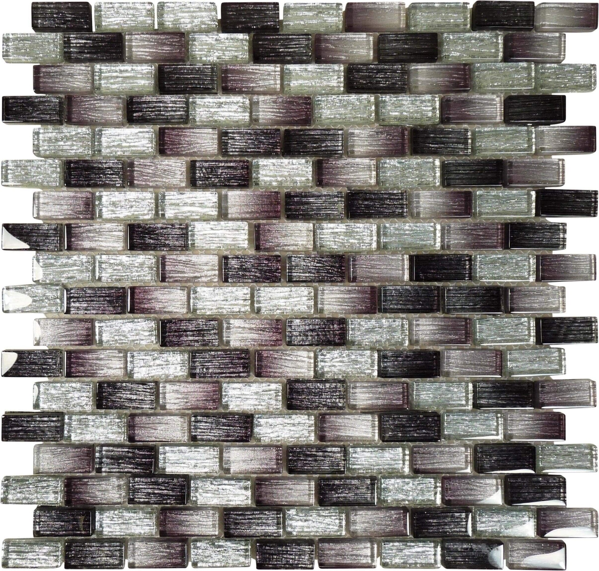 Lucas Midnight Brown Mini Uniform Brick Glossy Glass Tile Euro Glass