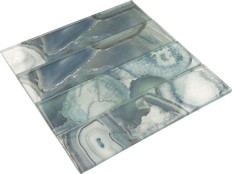 Magical Forest Periwinkle Dust Blue 3" x 12" Glossy Glass Subway Tile Euro Glass