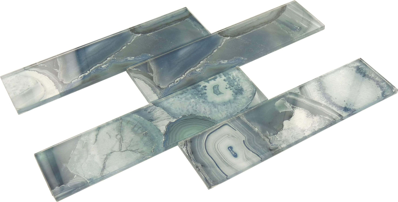 Magical Forest Periwinkle Dust Blue 3" x 12" Glossy Glass Subway Tile Euro Glass