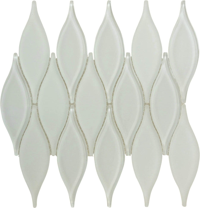 Marshmallow White Unique Shape Glossy & Frosted Glass Tile Euro Glass