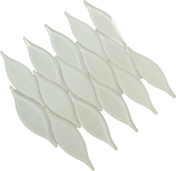 Marshmallow White Unique Shape Glossy & Frosted Glass Tile Euro Glass