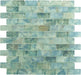 Mykonos Harbor Beach Day Aqua 1" x 2" Iridescent Rippled Frosted Glass Pool Tile Euro Glass