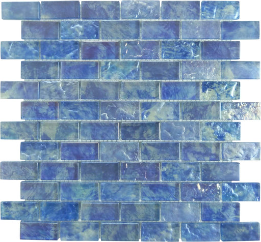 Purchase Antoinette Blue Mini Uniform Brick Glossy Glass Tiles