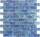 Mykonos Harbor Neon Waters Blue 1" x 2" Iridescent Rippled Frosted Glass Pool Tile Euro Glass