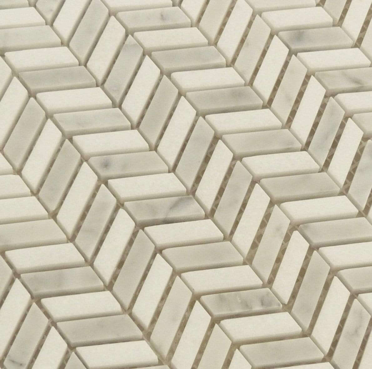 Mystical Arches White Polished Stone Tile Euro Glass