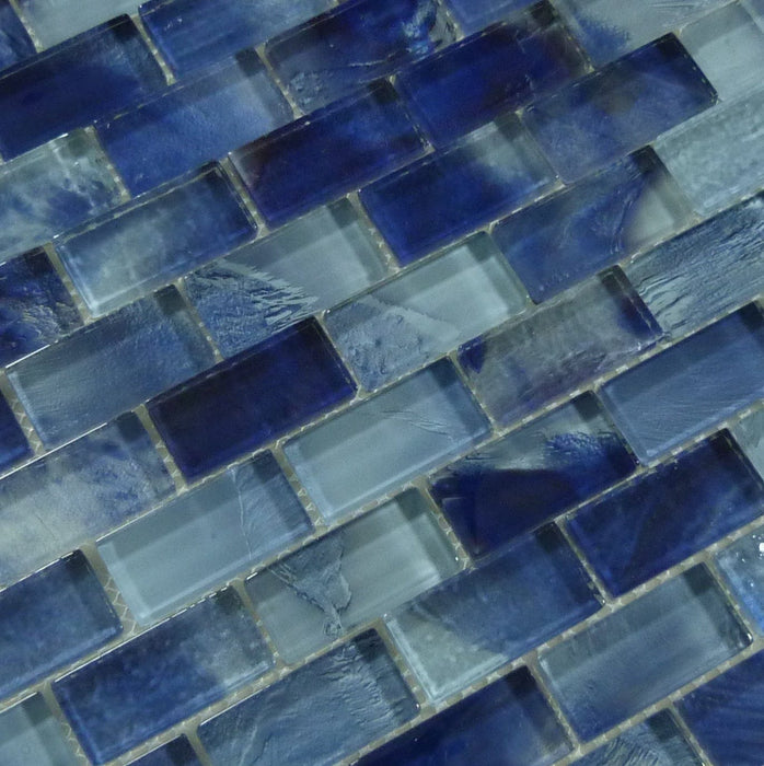 Natural Beauty Antigua Bay Blue 1x2 Glossy Glass Tile Euro Glass