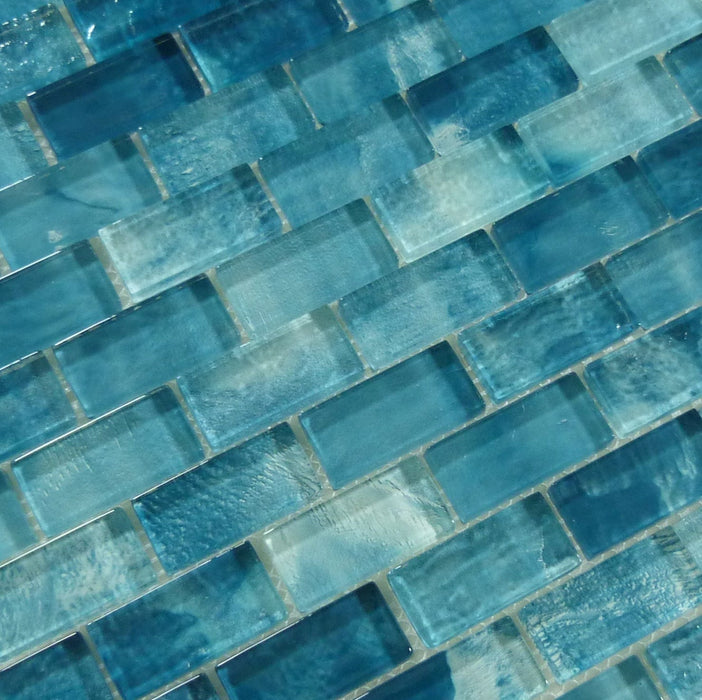 Natural Beauty Eternity Pool Aqua 1x2 Glossy Glass Tile Euro Glass