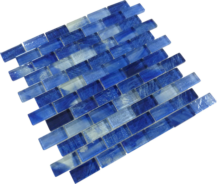 Natural Beauty Peru Diving Blue 1x2 Glossy Glass Tile Euro Glass