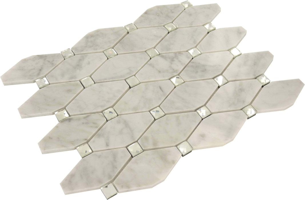 Imperial Cloud White Unique Shapes Glass & Stone Tile Euro Glass