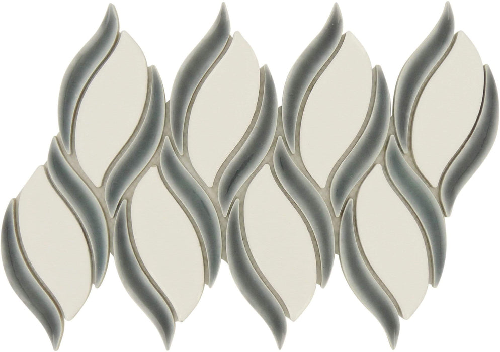 Orion Noir Leaf Glossy Porcelain Tile Euro Glass
