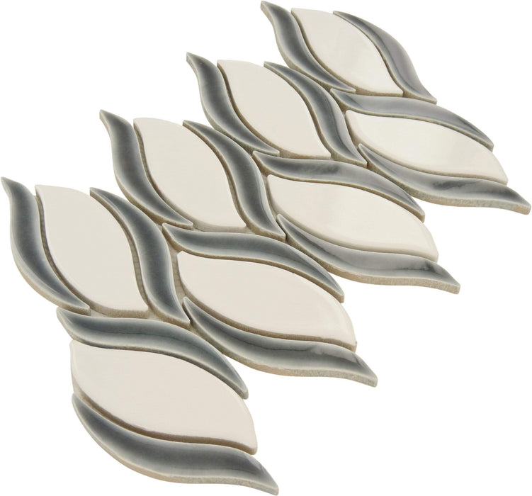 Orion Noir Leaf Glossy Porcelain Tile Euro Glass
