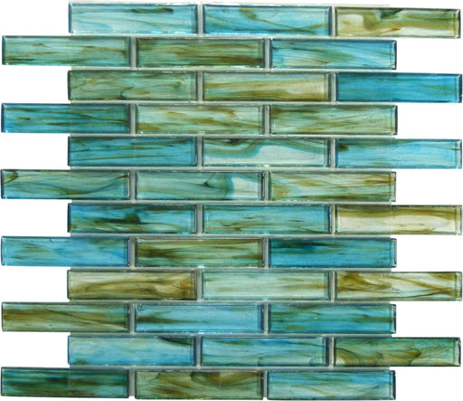 Oyster Cove Inspiration Teal Aqua 1" x 4" Glossy Glass Pool Tile Euro Glass