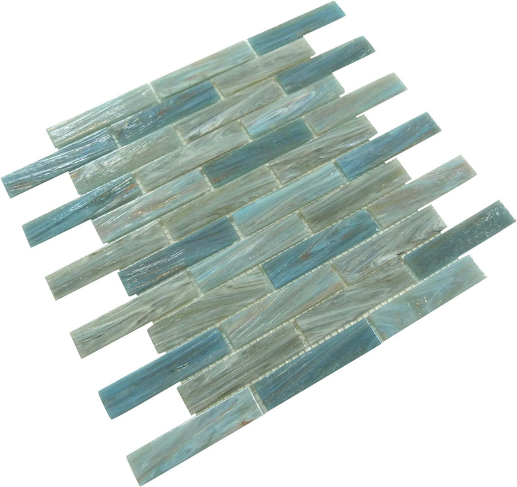 Oyster Cove Mellow Waters Blue 1" x 4" Glossy Glass Pool Tile Euro Glass