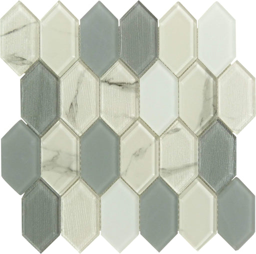 Pascal Abode Carabella Grey Elongated Hexagon Glass Tile Euro Glass