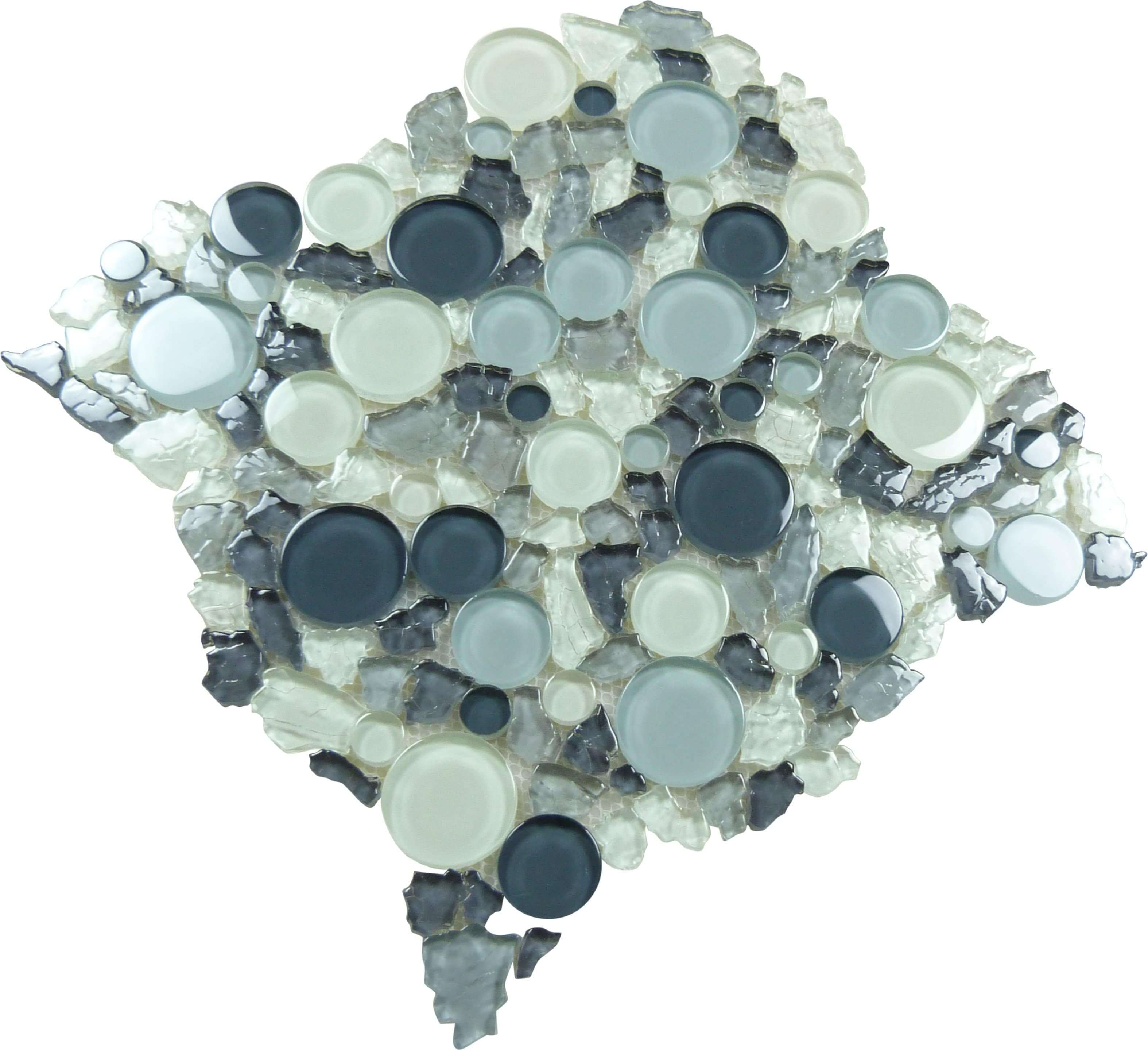 Dawn Grey Pebbles Glossy Glass Tile Euro Glass