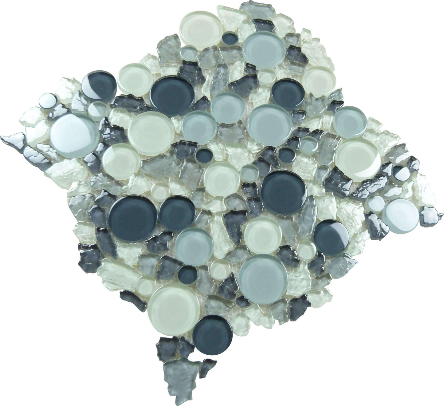 Dawn Grey Pebbles Glossy Glass Tile Euro Glass