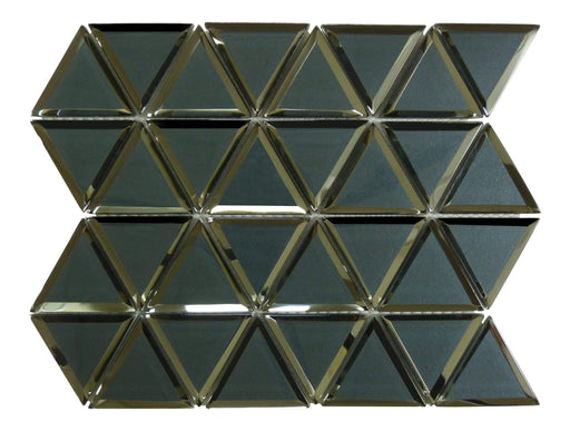 Pinwheel Bridgewater Grey Inverted Bevel Triangle Metallic Glossy Glass Tile Euro Glass