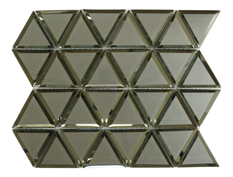 Pinwheel Ever White Grey Inverted Bevel Triangle Metallic Glossy Glass Tile Euro Glass
