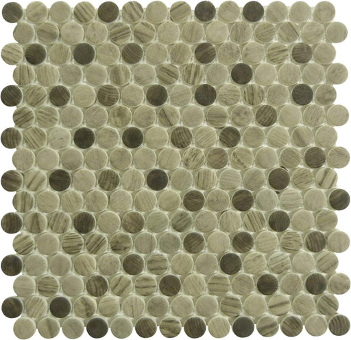 Polka Dot Southern Trail Brown Penny Round Recycled Matte Glass Tile Euro Glass