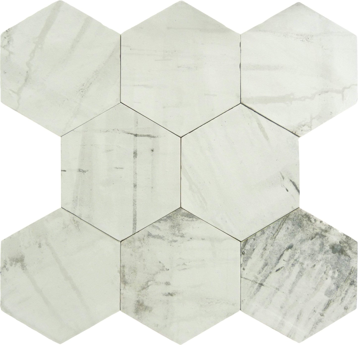 Princeton Glaze Linen Fresh White Glossy & Matte Hexagon Porcelain Tile Euro Glass