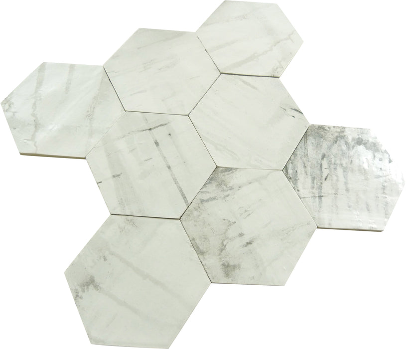 Princeton Glaze Linen Fresh White Glossy & Matte Hexagon Porcelain Tile Euro Glass