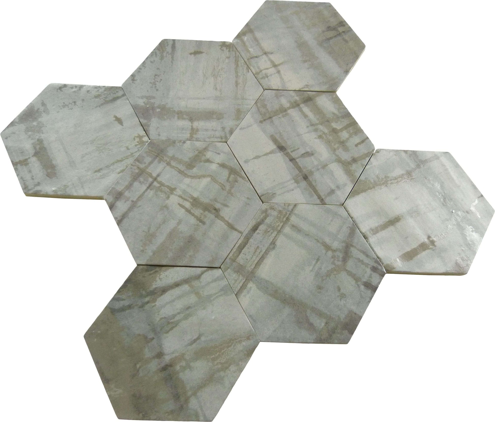 Princeton Glaze Victorian Pewter Grey Glossy & Matte Hexagon Porcelain Tile Euro Glass