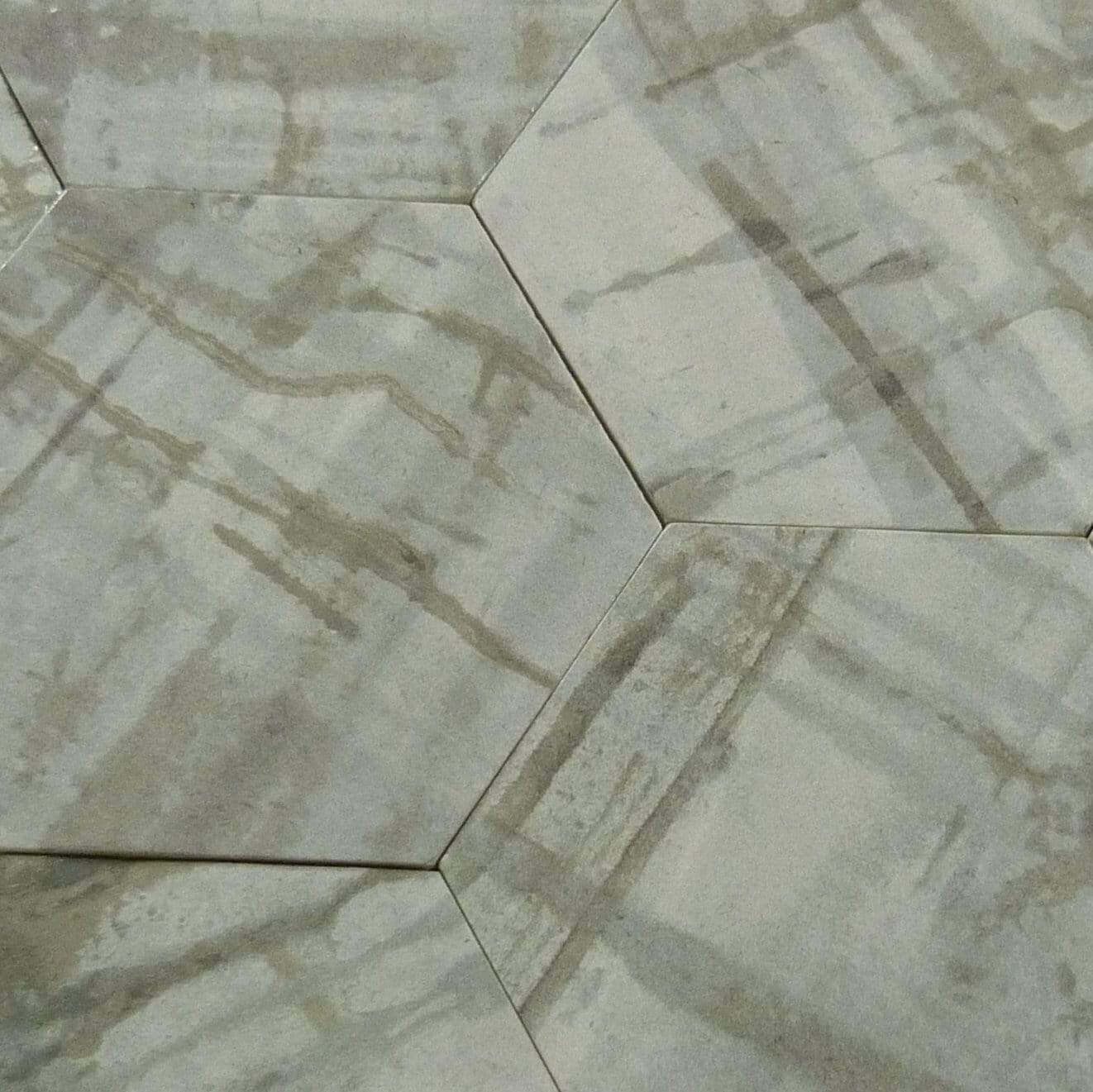 Princeton Glaze Victorian Pewter Grey Glossy & Matte Hexagon Porcelain Tile Euro Glass