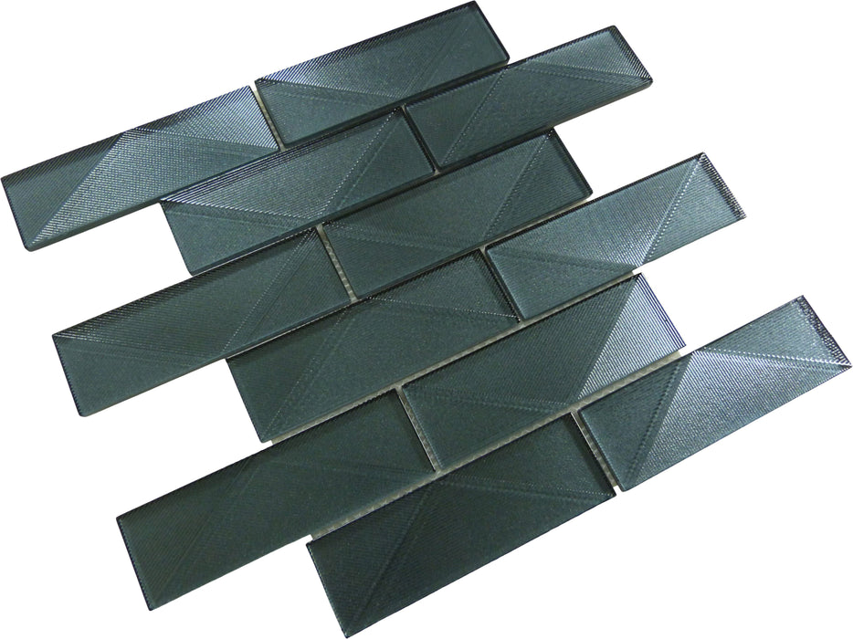 Pyradime Jaspin Maze Grey 2x6 Glossy Glass Tile Euro Glass