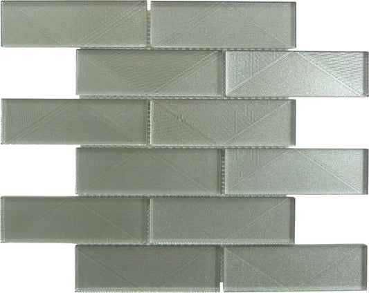 Pyradime Laurel Point Grey 2x6 Glossy Glass Tile Euro Glass