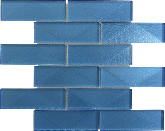 Pyradime Viva Calypso Blue 2x6 Glossy Glass Tile Euro Glass