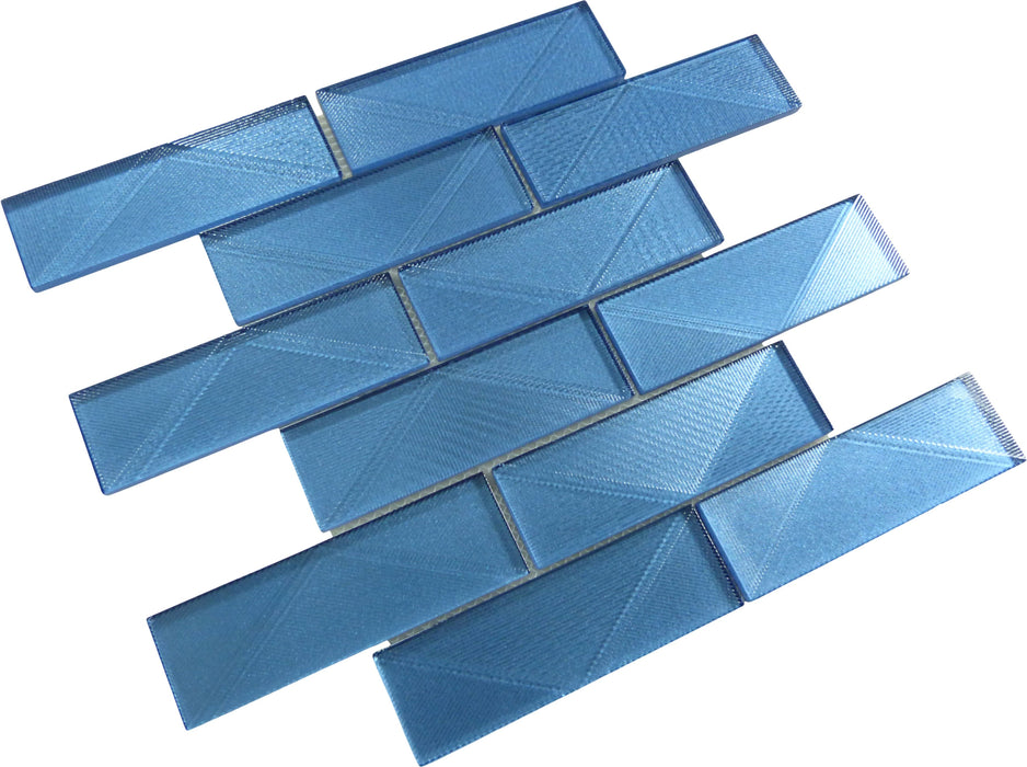 Pyradime Viva Calypso Blue 2x6 Glossy Glass Tile Euro Glass
