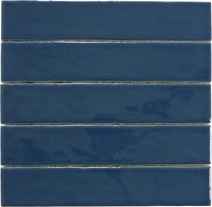 Quelline Mid Royale Blue 2" x 10" Glossy Ceramic Tile Euro Glass