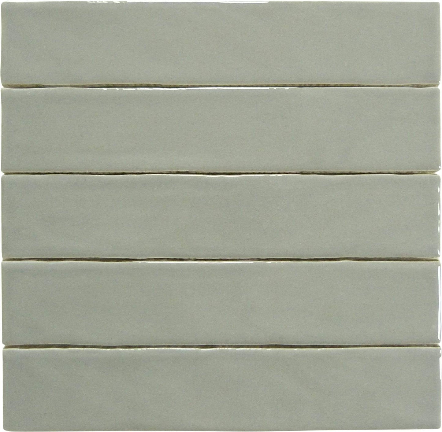 Quelline Mistic Salts Grey 2" x 10" Glossy Ceramic Tile Euro Glass