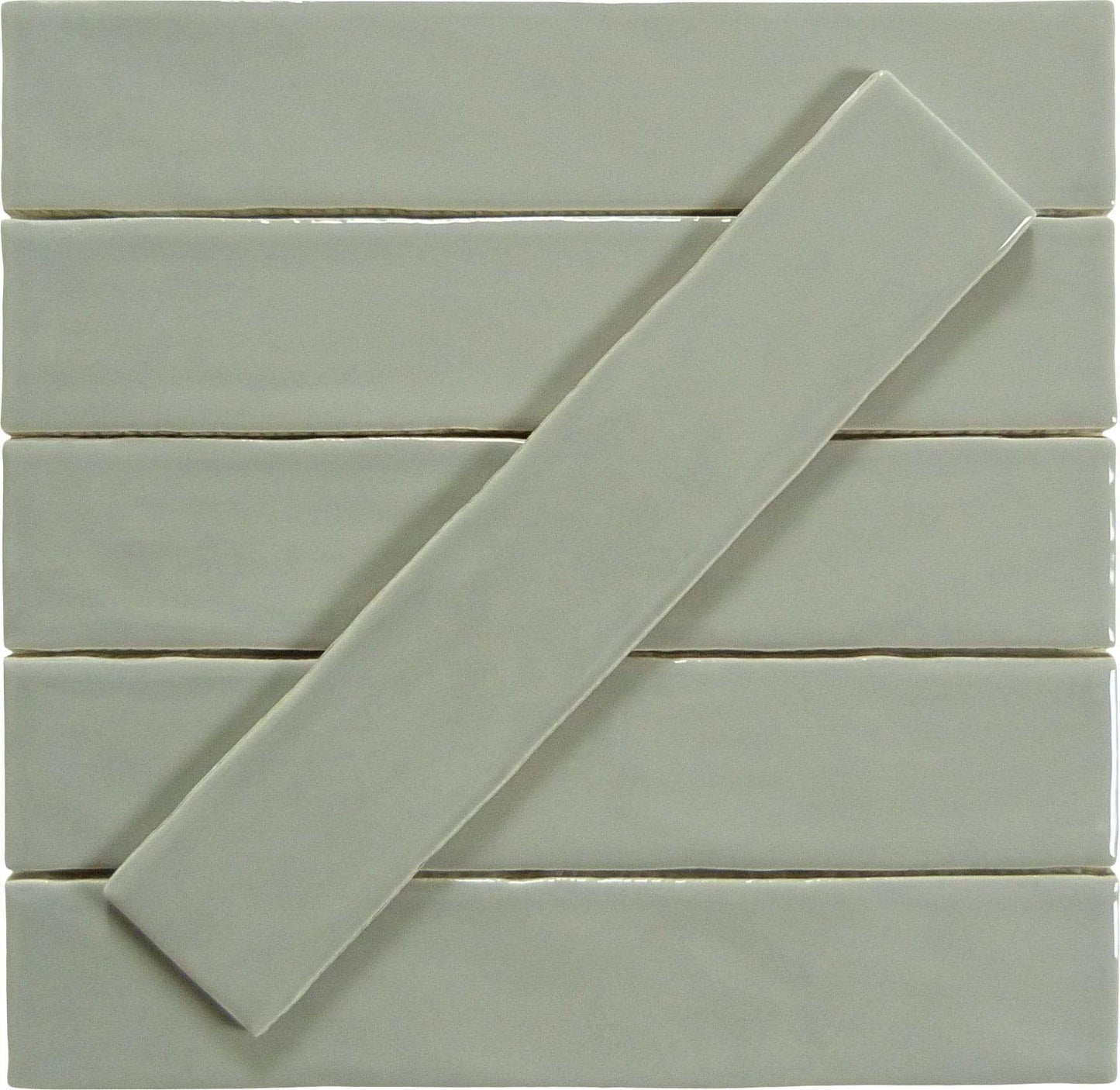 Quelline Mistic Salts Grey 2" x 10" Glossy Ceramic Tile Euro Glass