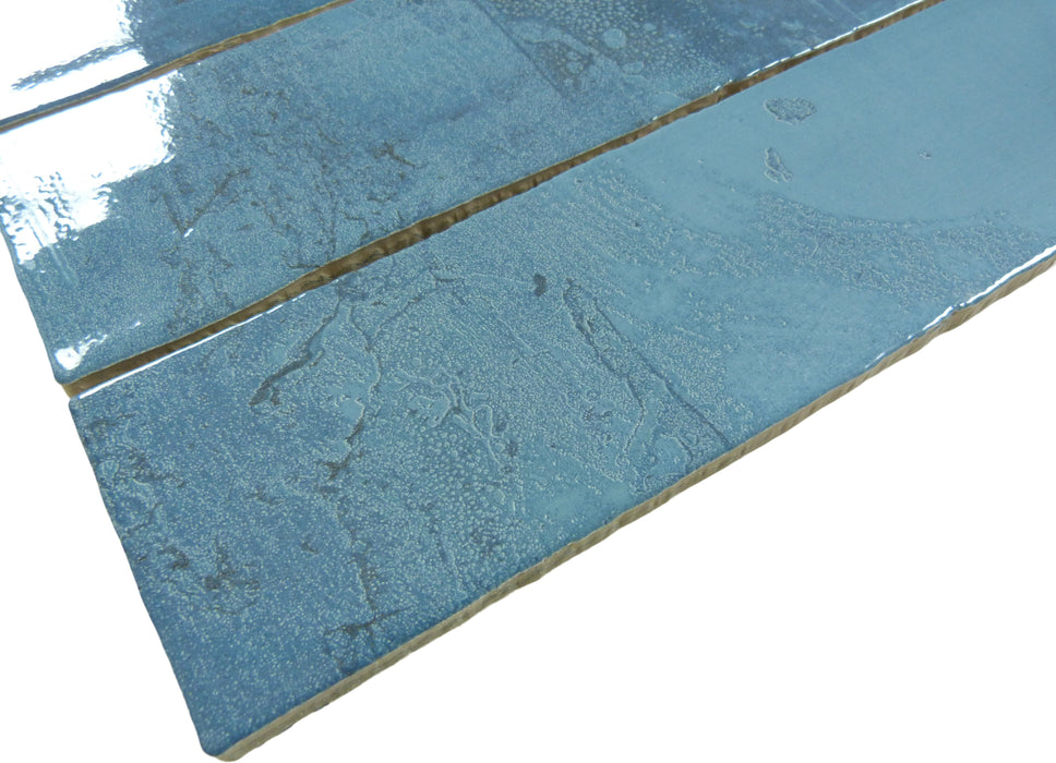 Rain Drops Ocean Mist Blue 3x12 Glossy Ceramic Tile Euro Glass