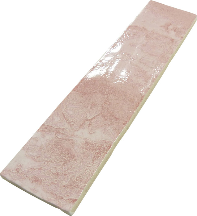 Rain Drops Pink Dew Pink 3x12 Glossy Ceramic Tile Euro Glass