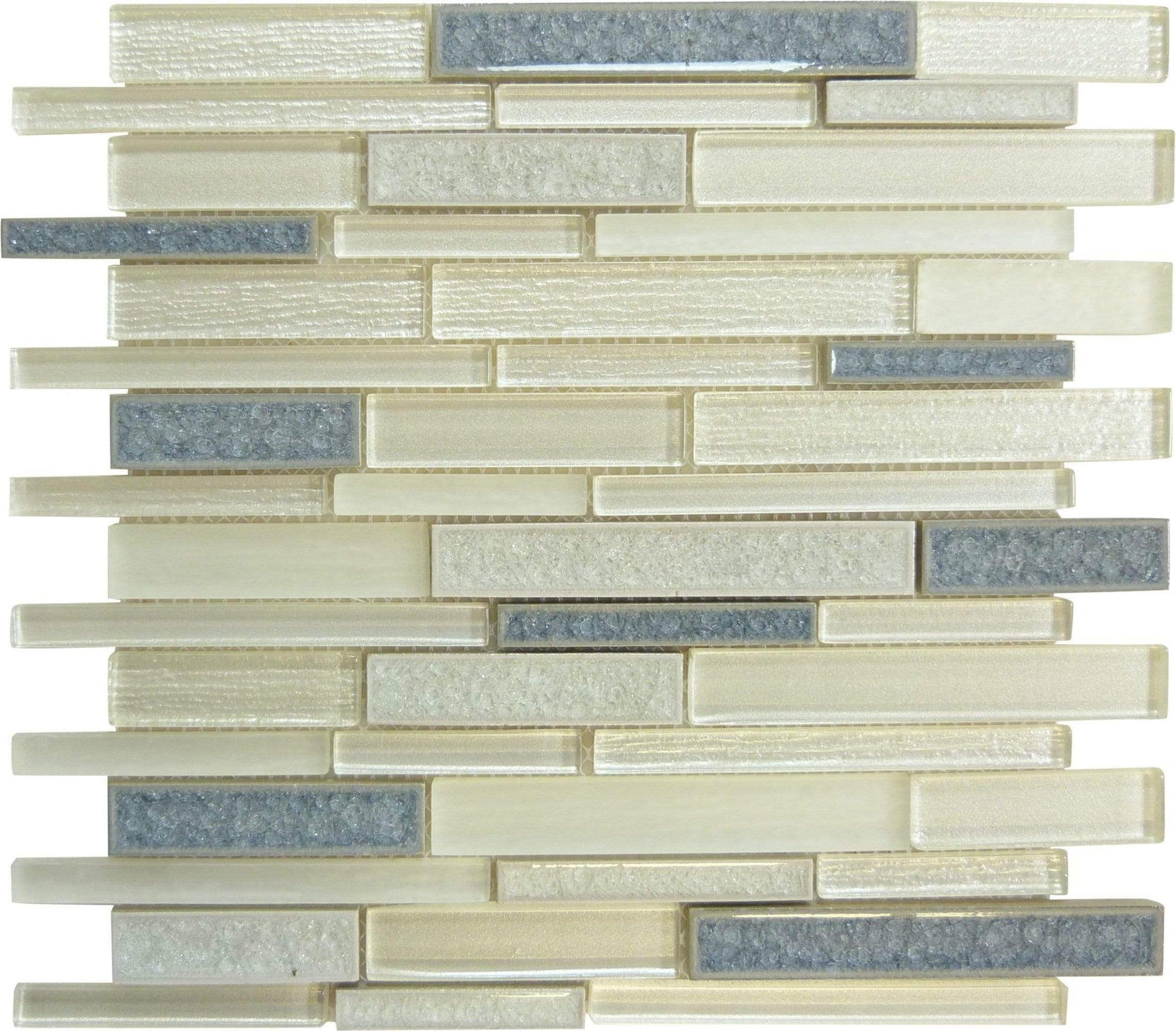 Glacier Lake Cream Glossy & Frosted Glass Tile Euro Glass