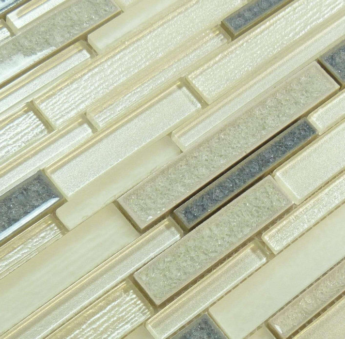 Glacier Lake Cream Glossy & Frosted Glass Tile Euro Glass