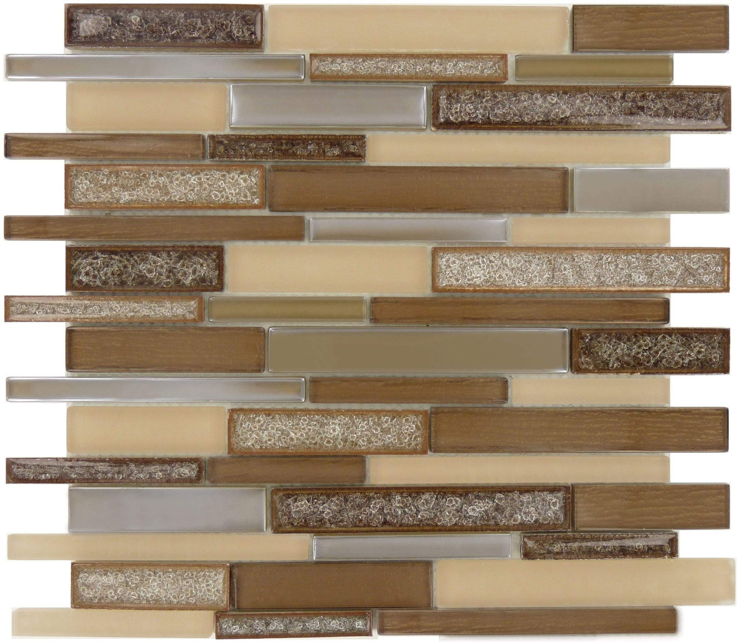 Monterey Suede Brown Glossy & Frosted Glass Tile Euro Glass