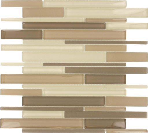 Creek Bed Brown Random Bricks Glossy & Frosted Glass Tile Euro Glass