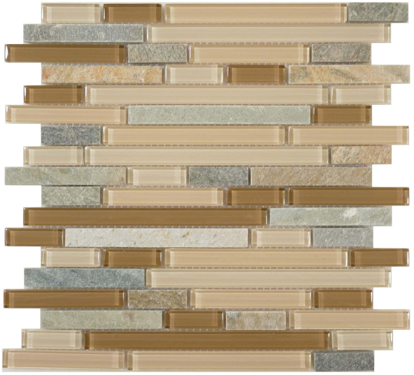 Chestnut Screen GS18 Cream/Beige Random Bricks Glass and Slate Glossy & Unpolished Tile Euro Glass