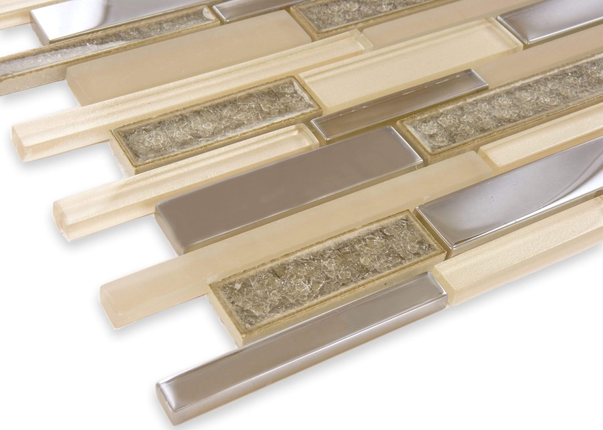 Harbour Beige Glossy & Frosted Glass Tile Euro Glass