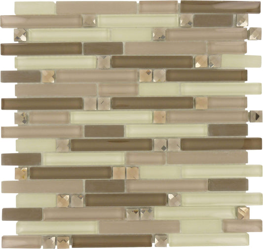 Symphony Calm Beige Random Bricks Glass Tile Euro Glass