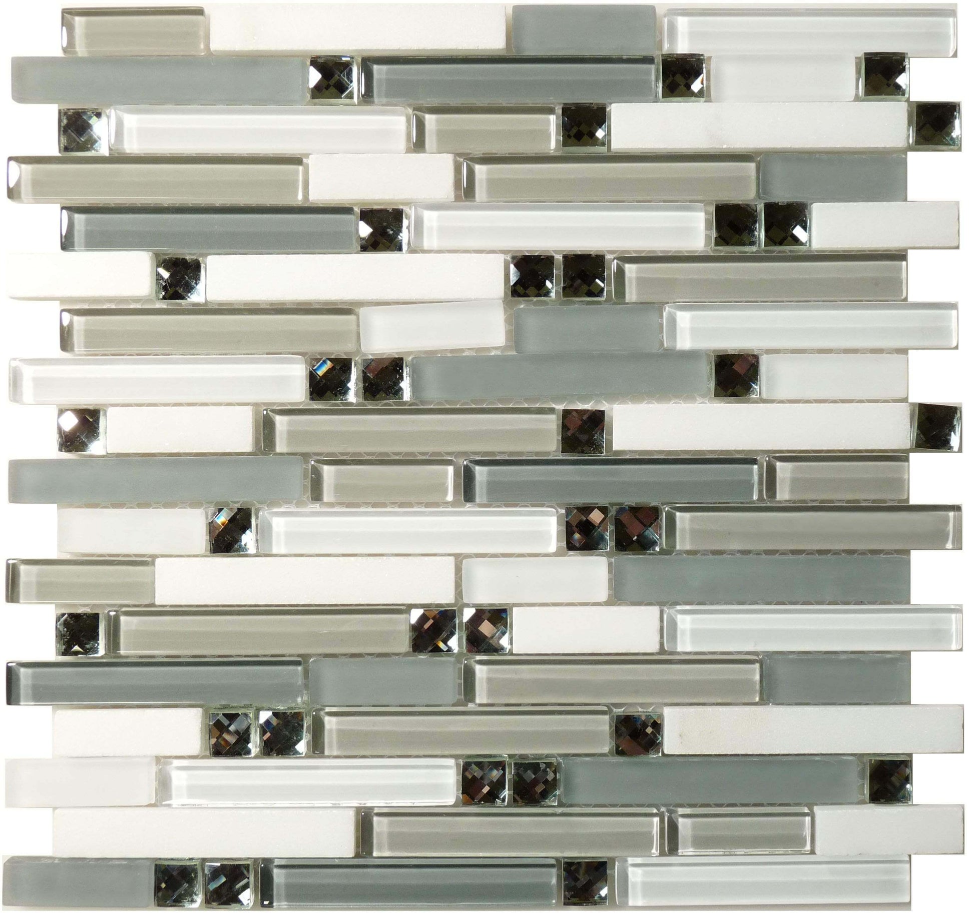 Symphony Restful Afternoon SPS-1507 Grey Random Bricks Glass and Stone Glossy & Frosted Tile Euro Glass