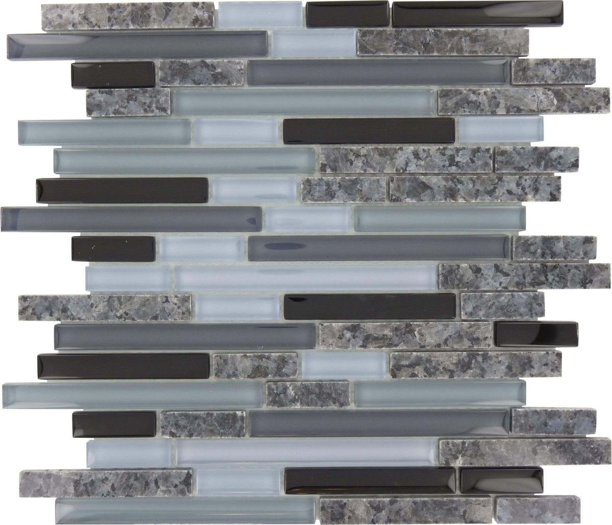 Random Bricks Grey Glass and Stone Tile Glossy GG15