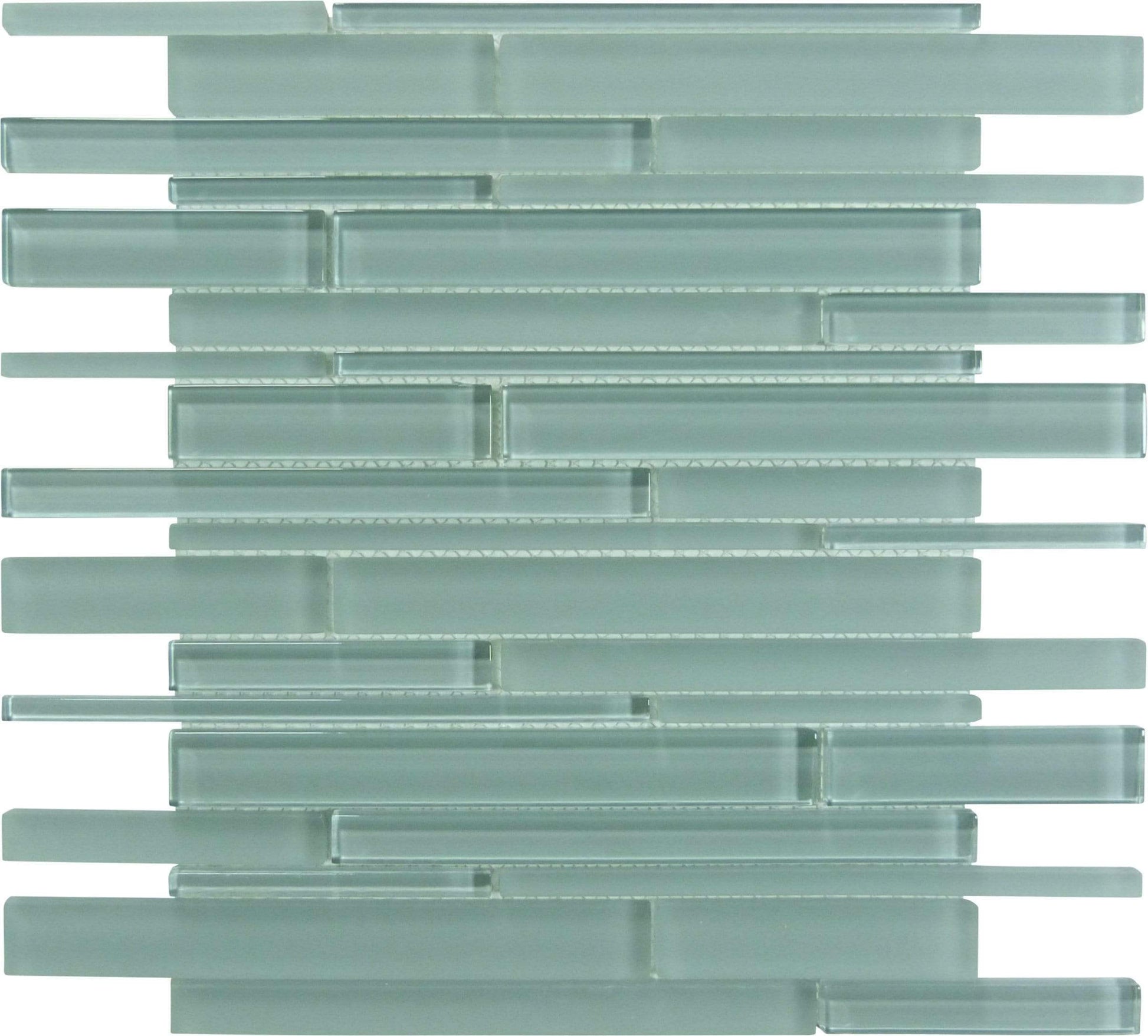 Grey Stone Random Bricks Glossy & Frosted Glass Tile Euro Glass