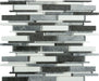 Cascade Mugworth Thassos White & Basalt Grey Random Bricks Polished Stone Tile Euro Glass