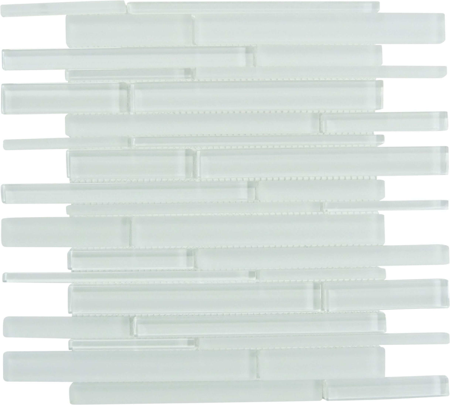 Super White Random Brick Glossy & Frosted Glass Tile Euro Glass